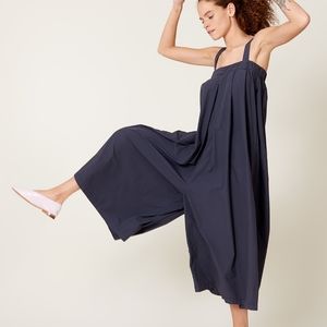 Black Crane Wide Leg Pleated Jumpsuit